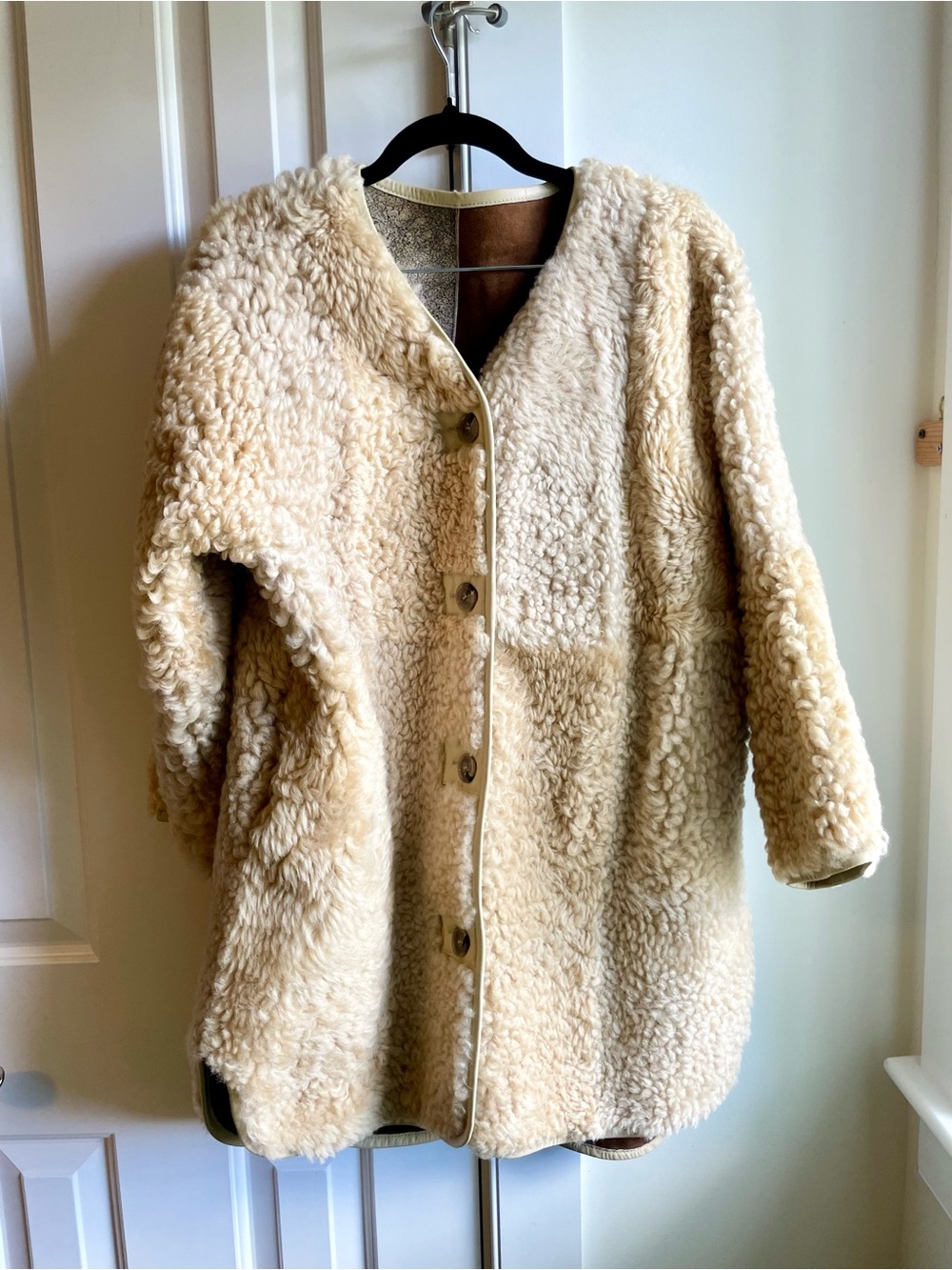 Milena Silvano Moon Coat Tonal Shearling Reversible Size S - Picture 3 of 8